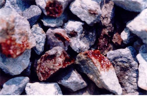 una foto di pietre macchiate del Prezioso Sangue